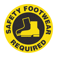 Panneau de signalisation au sol  Safety Footwear , Adh&eacute;sif, Anglais avec pictogramme Moffatt Supply & Specialties