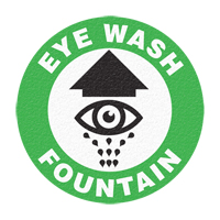 Panneau de signalisation au sol  Eye Wash Fountain , Adh&eacute;sif, Anglais avec pictogramme Moffatt Supply & Specialties