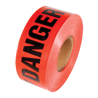 Reinforced Grade Barricade Tape, English, 3" W x 500' L, 5 mils, Black on Red Moffatt Supply & Specialties