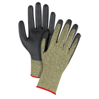 Gants &eacute;lastiques sans coutures r&eacute;sistants &agrave; la coupe noir & jaune, Taille Petit/7, Calibre 13, Rev&ecirc;tement Mousse de nitrile, Enveloppe en Aramide, ASTM ANSI niveau A6 Moffatt Supply & Specialties
