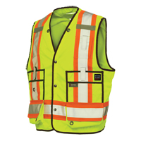Surveyor Safety Vest, High Visibility Lime-Yellow, X-Large, Polyester Moffatt Supply & Specialties