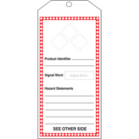 Tr&egrave;s grande &eacute;tiquette SGH, Papier cartonn&eacute;, 3-7/8" la x 8-1/2" h, Anglais Moffatt Supply & Specialties