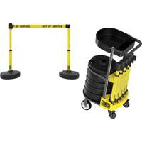 Chariot de transport avec plateau pour barri&egrave;re PLUS, 75' lo, M&eacute;tal, Jaune Moffatt Supply & Specialties