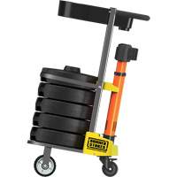 Chariot de transport avec plateau pour barri&egrave;re PLUS, 75' lo, M&eacute;tal, Orange Moffatt Supply & Specialties