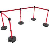 Ensemble de cinq montants pour barri&egrave;re PLUS, Plastique, 42" h, Ruban Rouge, Longueur du ruban 15' Moffatt Supply & Specialties