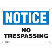 Enseigne No Trespassing, 7" x 10", Plastique, Anglais Moffatt Supply & Specialties