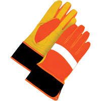 High Visibility Gloves, Size Large, Grain Leather Palm Moffatt Supply & Specialties
