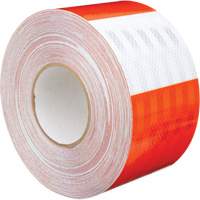 Feuille de rev&ecirc;tement de barricade prismatique de qualit&eacute; &agrave; haute intensit&eacute;, 4" la x 150' lo, 19 mils, Orange et blanc Moffatt Supply & Specialties