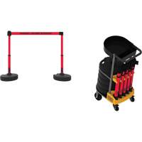 Plus Portable Barrier System Cart Package with Tray, 75' L, Metal/Plastic, Red Moffatt Supply & Specialties
