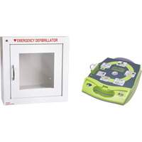 AED Plus&reg; Defibrillator with Alarmed Flush Wall Cabinet, Automatic, English, Class 4 Moffatt Supply & Specialties