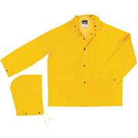 Imperm&eacute;able de s&eacute;rie classique avec capuchon amovible, Polyester/PVC, Grand, Jaune Moffatt Supply & Specialties
