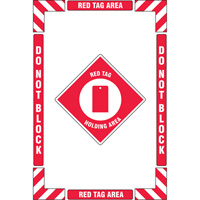"Red Tag Holding Area" Floor Marking Kit, Adhesive, English with Pictogram Moffatt Supply & Specialties