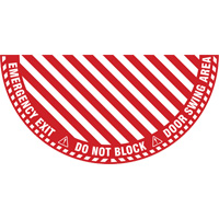 "Emergency Exit" Half Circle Swing Door Floor Sign, Adhesive, English with Pictogram Moffatt Supply & Specialties