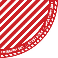 "Emergency Exit" Quarter Circle Swing Door Floor Sign, Adhesive, English with Pictogram Moffatt Supply & Specialties