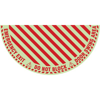 "Emergency Exit" Half Circle Swing Door Floor Sign, Adhesive, English with Pictogram Moffatt Supply & Specialties