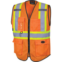 6958 Zipper Front Safety Vest, High Visibility Orange, Small, Polyester Moffatt Supply & Specialties