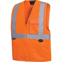 6962 Gilet de s&eacute;curit&eacute; &agrave; fermeture &eacute;clair avant et bandes r&eacute;fl&eacute;chissantes de 2", Orange haute visibilit&eacute;, Moyen, Polyester Moffatt Supply & Specialties