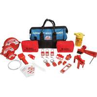 Trousse de cadenassage et d&eacute;tiquetage avec cadenas de s&eacute;curit&eacute; en nylon dans un sac de sport, Ensemble &eacute;lectrique/Vanne, 31 composants compris Moffatt Supply & Specialties