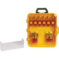 Station de cadenassage avec cadenas de s&eacute;curit&eacute; en nylon &agrave; cl&eacute; utilisant des cl&eacute;s diff&eacute;rentes, Cadenas Plastique, Capacit&eacute; de 12, Cadenas Compris Moffatt Supply & Specialties