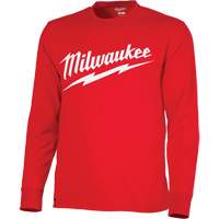 Heavy-Duty Long-Sleeved T-Shirt with Milwaukee&reg; Logo, Men's, Small, Red Moffatt Supply & Specialties