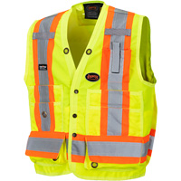 6693 Surveyor's Safety Vest, High Visibility Lime-Yellow, 2X-Large, Polyester Moffatt Supply & Specialties