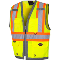6673 Veste d'arpenteur au dos en maille avec fermeture &agrave; glissi&egrave;re, Jaune lime haute visibilit&eacute;, Petit, Polyester Moffatt Supply & Specialties