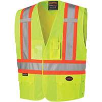 131 Veste de s&eacute;curit&eacute; avec c&ocirc;t&eacute;s r&eacute;glables, Jaune lime haute visibilit&eacute;, Grand/T-Grand, Polyester Moffatt Supply & Specialties
