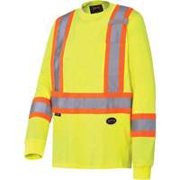 6982 Long-Sleeved Safety Shirt, Cotton, Small, High Visibility Lime-Yellow Moffatt Supply & Specialties