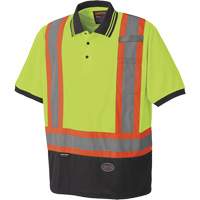 6987 Bird's-Eye Safety Polo Shirt, Polyester, X-Small, High Visibility Lime-Yellow Moffatt Supply & Specialties