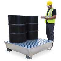 4-Drum Steel Ultra-Spill Pallet&reg;, 68 US gal. Spill Capacity, 49.1" x 47.1" x 10.9" Moffatt Supply & Specialties
