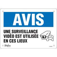 Enseigne  Surveillance vid&eacute;o , 7" x 10", Plastique, Français avec pictogramme Moffatt Supply & Specialties