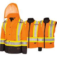 5020BBW Women's  7-in-1 Waterproof Jacket with Hood, Polyester/Polyurethane, High Visibility Orange, X-Small Moffatt Supply & Specialties