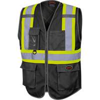 6959BK Tricot High-Visibility Safety Vest with Zipper Closure, Black, X-Small, Polyester Moffatt Supply & Specialties