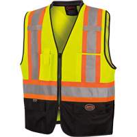 6895 High-Visibility Zip Front Bi-Colour Safety Vest, Black/High Visibility Lime-Yellow, 2X-Large/3X-Large, Polyester Moffatt Supply & Specialties