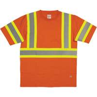 Short Sleeve Safety T-Shirt, Cotton, X-Small, High Visibility Orange Moffatt Supply & Specialties