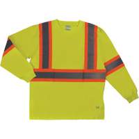 Long Sleeve Safety T-Shirt, Cotton, X-Small, High Visibility Lime-Yellow Moffatt Supply & Specialties