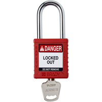 Velocity Lockout Padlock, Red, Keyed Different, Nylon, 1-1/2" Width Moffatt Supply & Specialties