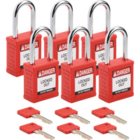 Velocity Lockout Padlocks, Red, Keyed Alike, Nylon, 1-1/2" Width Moffatt Supply & Specialties
