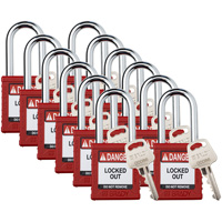 Velocity Lockout Padlocks, Red, Keyed Different, Nylon, 1-1/2" Width Moffatt Supply & Specialties