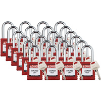 Velocity Lockout Padlocks, Red, Keyed Different, Nylon, 1-1/2" Width Moffatt Supply & Specialties