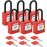 Velocity Lockout Padlocks, Red, Keyed Alike, Nylon, 1-1/2" Width Moffatt Supply & Specialties