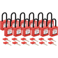 Velocity Lockout Padlocks, Red, Keyed Different, Nylon, 1-1/2" Width Moffatt Supply & Specialties