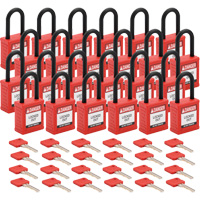 Velocity Lockout Padlocks, Red, Keyed Different, Nylon, 1-1/2" Width Moffatt Supply & Specialties