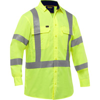 Bisley&reg; X-Back Long Sleeve Work Shirt with X-Airflow, Poly-Cotton, Small, High Visibility Lime-Yellow Moffatt Supply & Specialties