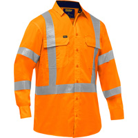 Bisley&reg; X-Back Long Sleeve Work Shirt with X-Airflow, Poly-Cotton, Small, High Visibility Orange Moffatt Supply & Specialties