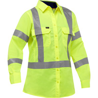 Bisley&reg; X-Back Women's Long Sleeve Work Shirt with X-Airflow, Poly-Cotton, Small, High Visibility Lime-Yellow Moffatt Supply & Specialties