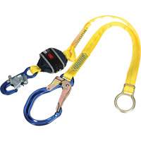 Tie-Back Web Shock-Absorbing Lanyard, 6', Rebar Hook Center, Snap Hook Leg Ends, Polyester Moffatt Supply & Specialties