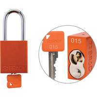 Cadenas de verrouillage de s&eacute;curit&eacute; Velocity Plus, Orange, Cl&eacute;s identiques, Aluminium, Largeur de 1-1/2" Moffatt Supply & Specialties