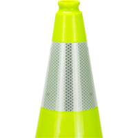 C&ocirc;ne de signalisation de premi&egrave;re qualit&eacute;, 18", Vert lime, Bande(s) r&eacute;fl&eacute;chissante(s) 6" Moffatt Supply & Specialties