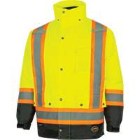 5057 Pioneer&reg; Yukon 7-in-1 Waterproof Winter Safety Parka, Polyester, Black/High Visibility Lime-Yellow, X-Small Moffatt Supply & Specialties
